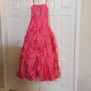 Night Moves coral corset taffeta prom pageant